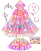 Princess Dress Up for Girls, Unicorn Light up Princess Cape Princess Dress