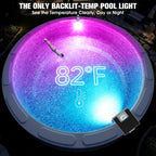 LightHacker Solar Pool Light for Steel Wall Above Ground Pool Light,Submersible Pool Light with LCD Pool Thermometer,Underwater light for Pool Accessories,10 Light Modes Swimming Pool LED Lighting,1PC