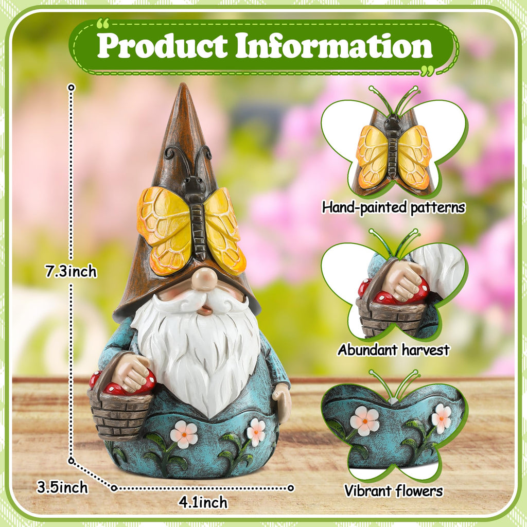 Butterfly Gnome Garden Statue Cute Resin Outdoor Gnome Nomes Gift for Women