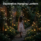 Edenseelake Solar Hanging Lanterns Outdoor Waterproof, Metal Ball Candle Holder with Flickering Solar Powered, Chargeable Solar Lights for Backyard Patio Garden Fence Tree Decoration, 4 Pack