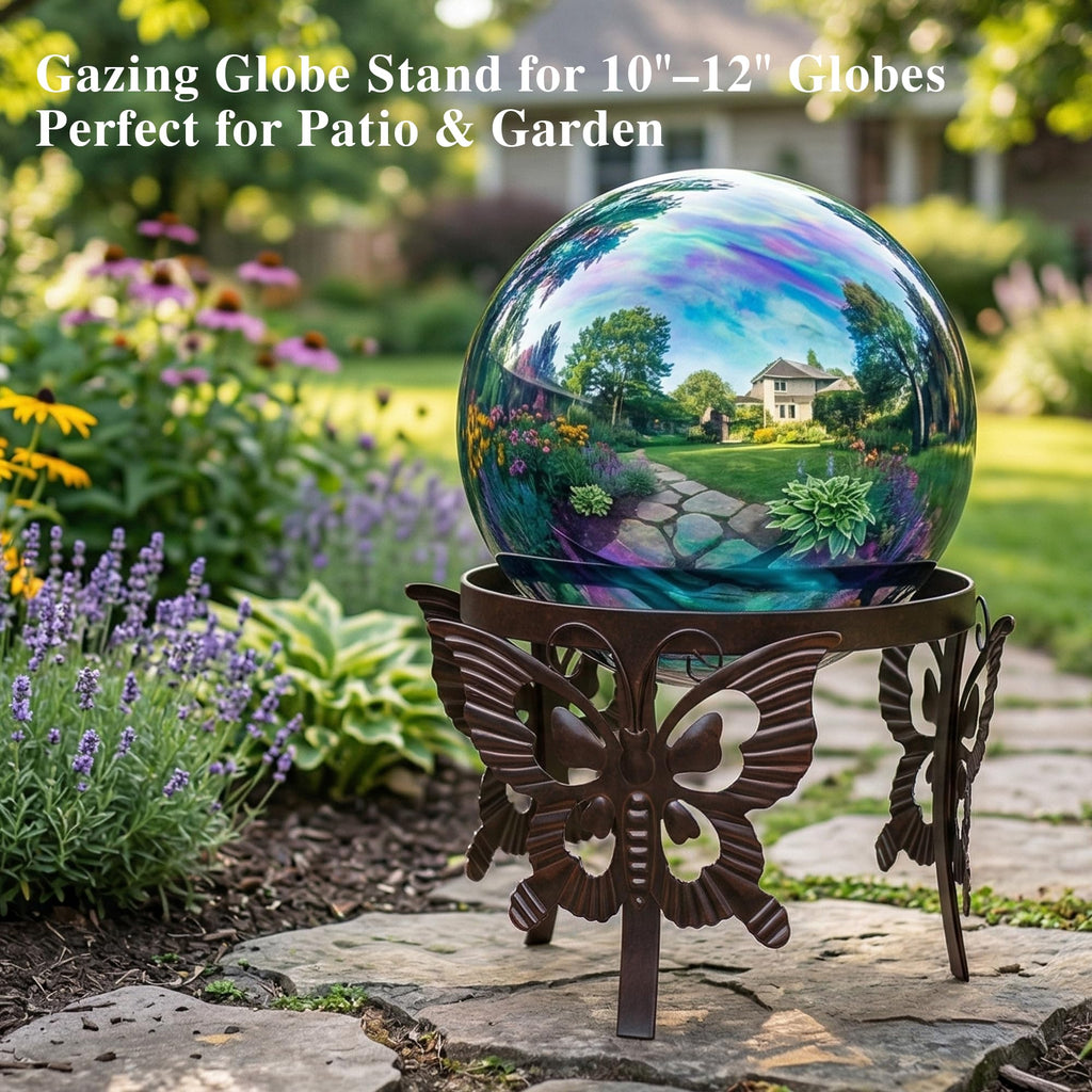 Topadorn Gazing Ball Stand for 10 /12 Inch Garden Globe with Butterfly