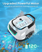 (2026 Upgraded) WYBOT A1 Cordless Robotic Pool Cleaner, Automatic Pool Vacuum for Above Ground with 120 Mins, Double Filters, LED Indicator, Charge in 2.5H, 4 Cleaning Modes (White Green)