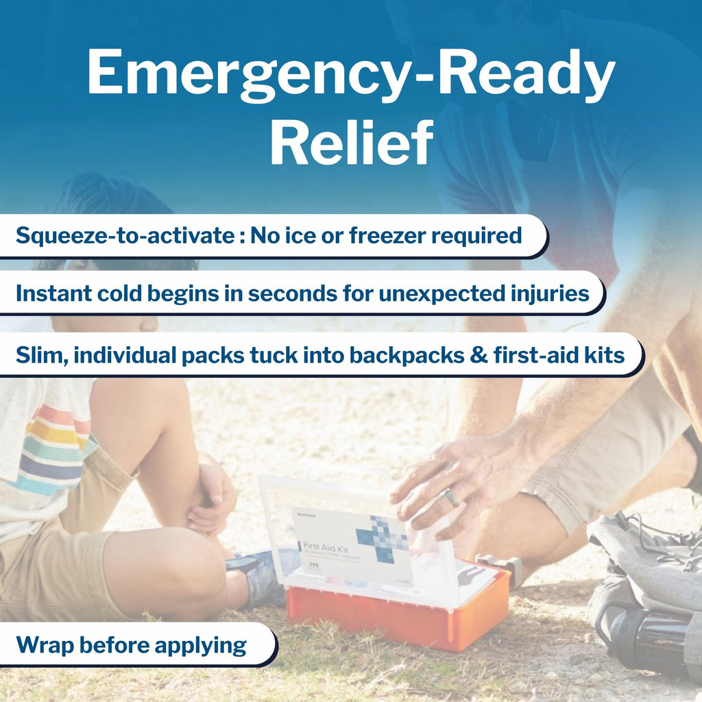 McKesson Instant Cold Packs 5" x 7" [24 Pack] - Instant Ice Packs for Injuries Disposable, Pain Relief, Swelling, Sprains - Travel Cold Compress for Sports, First Aid, Toothache