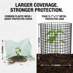 3Pack 17x14 Inch Green Coated Galvanized Wire Plant Protectors, 9Pcs Mesh Cloches with Stakes & Zip Ties, Chicken Wire Cage for Rabbits Squirrels Chickens, Garden Vegetable Seedling Protection