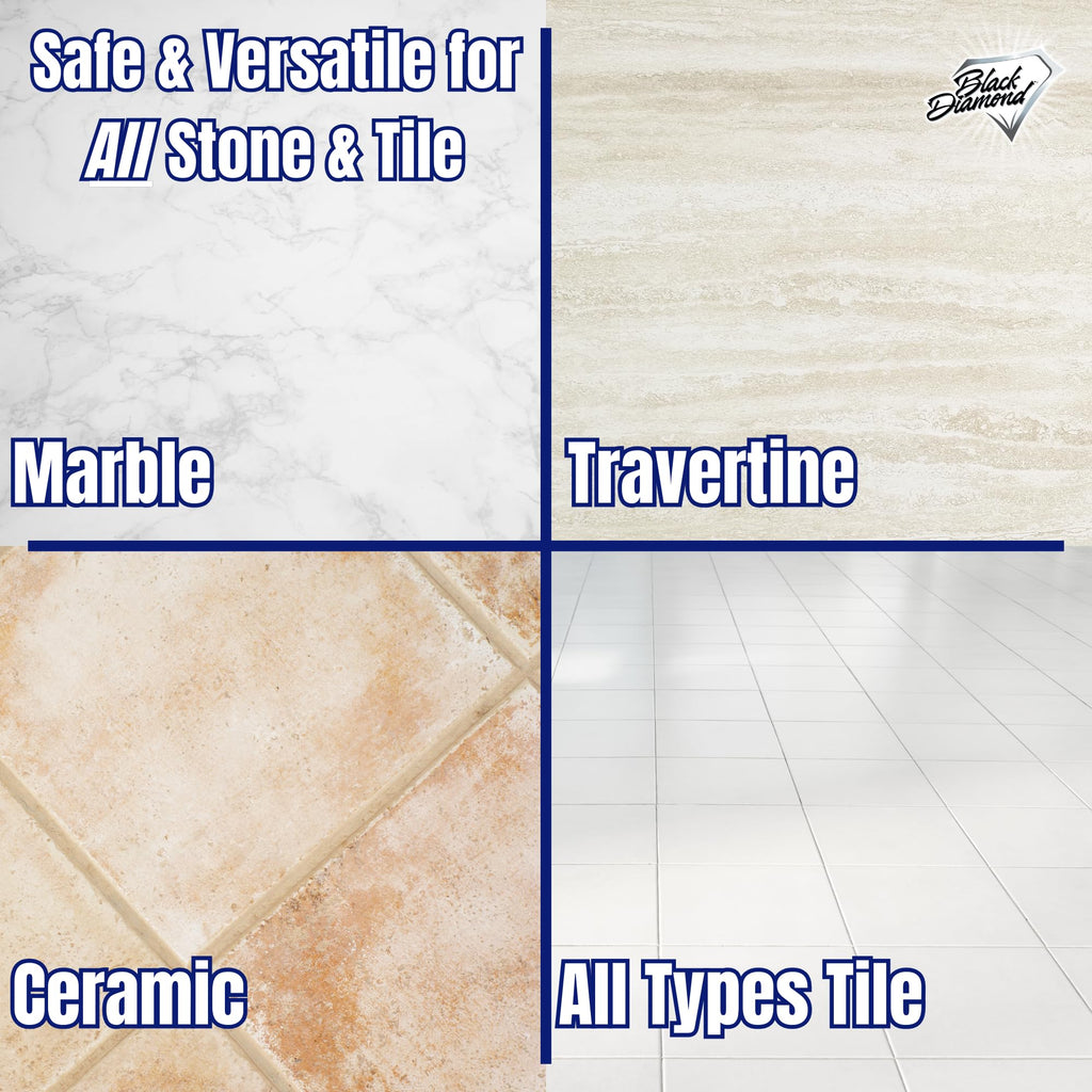 Black Diamond Stoneworks Marble & Tile Cleaner Gallon + Ultimate Grout Cleaner with Brush Quart (2-Pack) – Safe for Natural Stone, Deep Grout and Tile Cleaning to Restores Shine