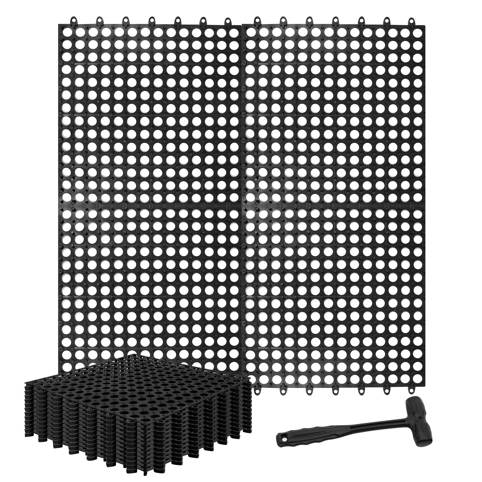 12 Pack Interlocking Floor Tiles 12x12 Inch, Non-Slip Drainage Tiles