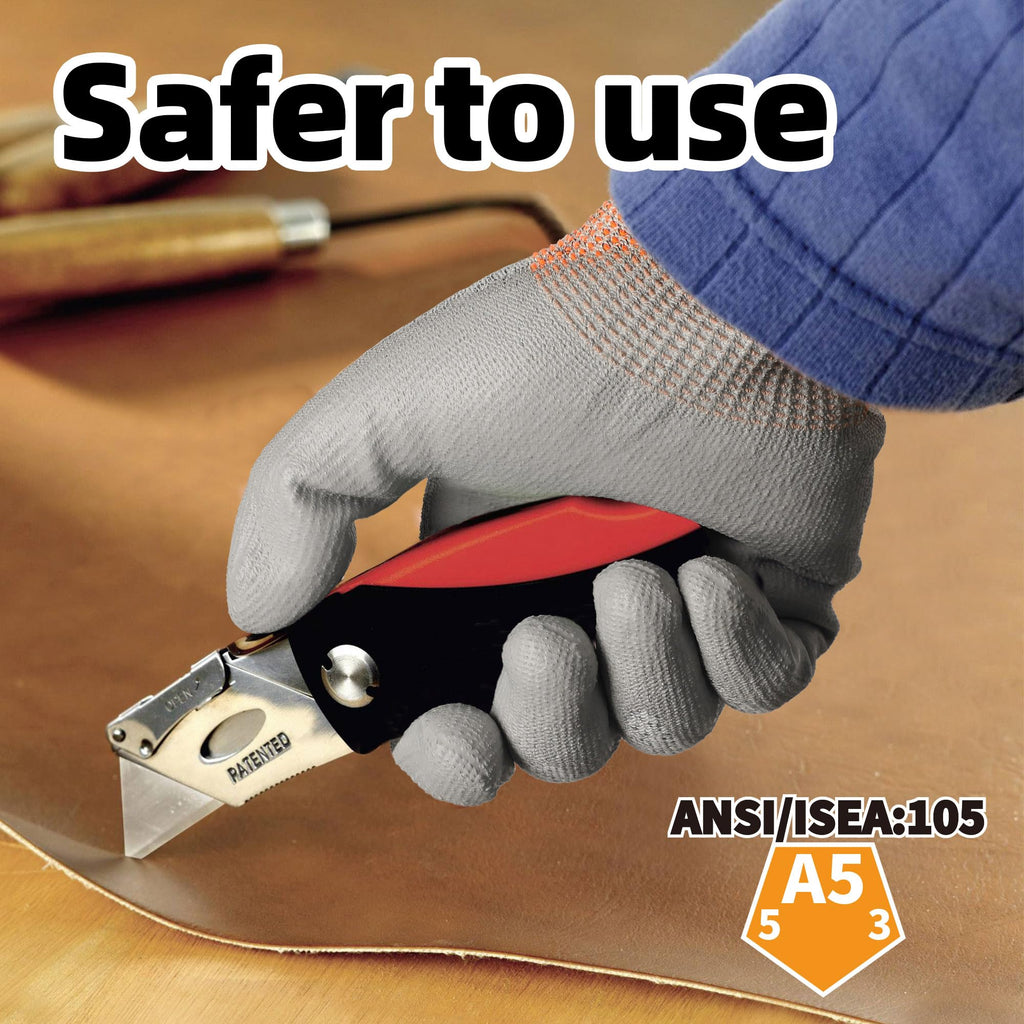 Schwer 12 Pairs ANSI A5 Cut Resistant Work Gloves, Cut Proof Gloves with PU Coating, Used for Metal Fabrication, WoodWorking, Construction, Non Slip, Durable, Non PFAS, XL, CR3088
