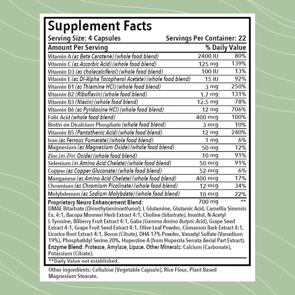 Optimal Health Systems Brain | Most Comprehensive Nootropic + Enzyme Delivery | 700 mg Scientific Neuroenhancment Blend | Boost Mood, Memory & Focus | 90 Capsules