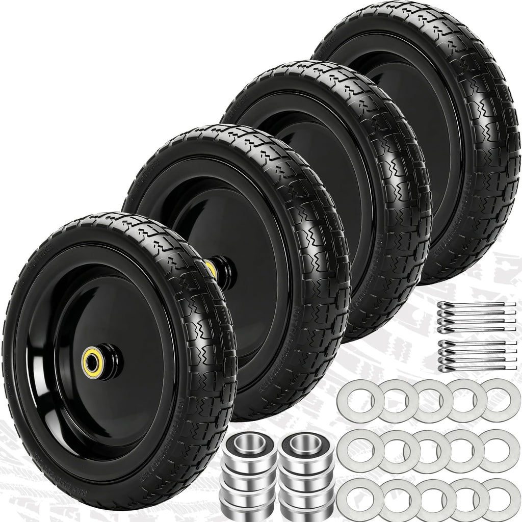 13" Flat Free Wheels Replacement for GOR Garden Cart Tires