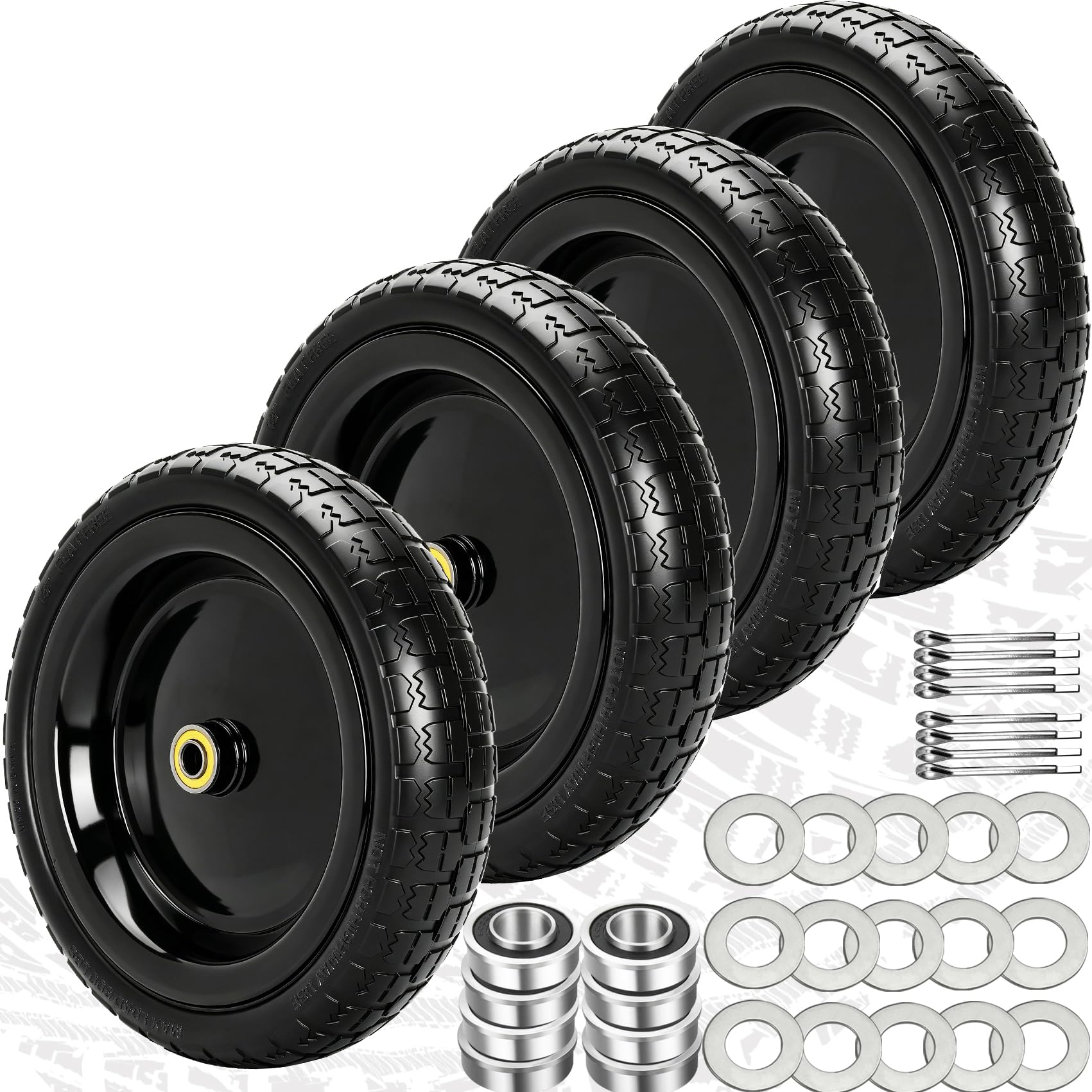 13" Flat Free Wheels Replacement for GOR Garden Cart Tires