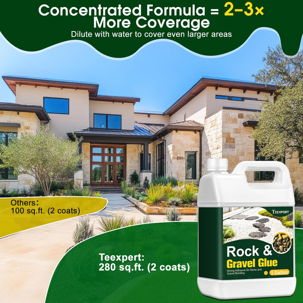 Teexpert 30OZ Rock Glue for Landscaping - Strong Gravel & Stone Adhesive for Walkways, Yards, Patios, and Driveways