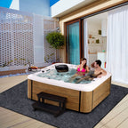 80 * 80 inch Round Inflatable Hot Tub Mat, Outdoor Indoor, Waterproof Slip-Proof Backing, Absorbent Spa Pool Ground Base Flooring Protector for Hot Tub Pool