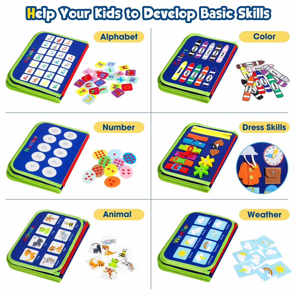 Winblo Toddler Busy Board - Montessori Toys for Toddler Boy Birthday Gift, Educational Learning Sensory Busy Book for Toddler Boys, Toddlers Activities Toy for Airplane Car Travel