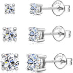 Moissanite Stud Earrings Sterling Silver Men's Earring14K White Gold Plated