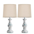 Seealle Farmhouse Table Lamps Set of 2 - Rustic Lamp for Bedroom Living Room, 22" Boho Bedside Lamps for Night Stands End Table Office Desk Lamp Nightstand Clearance with Linen Shades(Washed Blue)