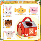 Baby Toys 0-12 Months, Plush Toy Set- 4 Sensory Soft Toys with Crinkle, Rattles for 0-3-6-9-12 Month Newborn Infant, 1st Birthday for Babies Boys Girls Age 1+ (Barn with Farm Animals)