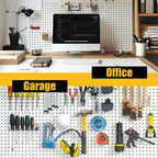 Spampur Peg Board, 6 Pack Metal Pegboard Panels White Pegboards Wall Organizer with 50 Hooks, Heavy Duty Peg Board for Walls Home, Garage Tool Storage, Office Organization, Craft Room, Kitchen