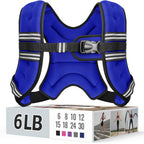 Zeerun Weighted Vest for Women & Men with Reflective Stripe and Adjustable Buckle, Comfortable & Durable Rucking Vest for Walking, Running & Strength Training, 6LBS-Blue