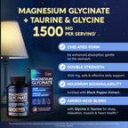 Magnesium Glycinate - Sleep & Relaxation Support - Extra Strength Glycinate, Glycine & Taurine 1500 mg - Magnesium Supplement for Women & Men - Chelated & High Absorption - Made in USA - 120 Capsules