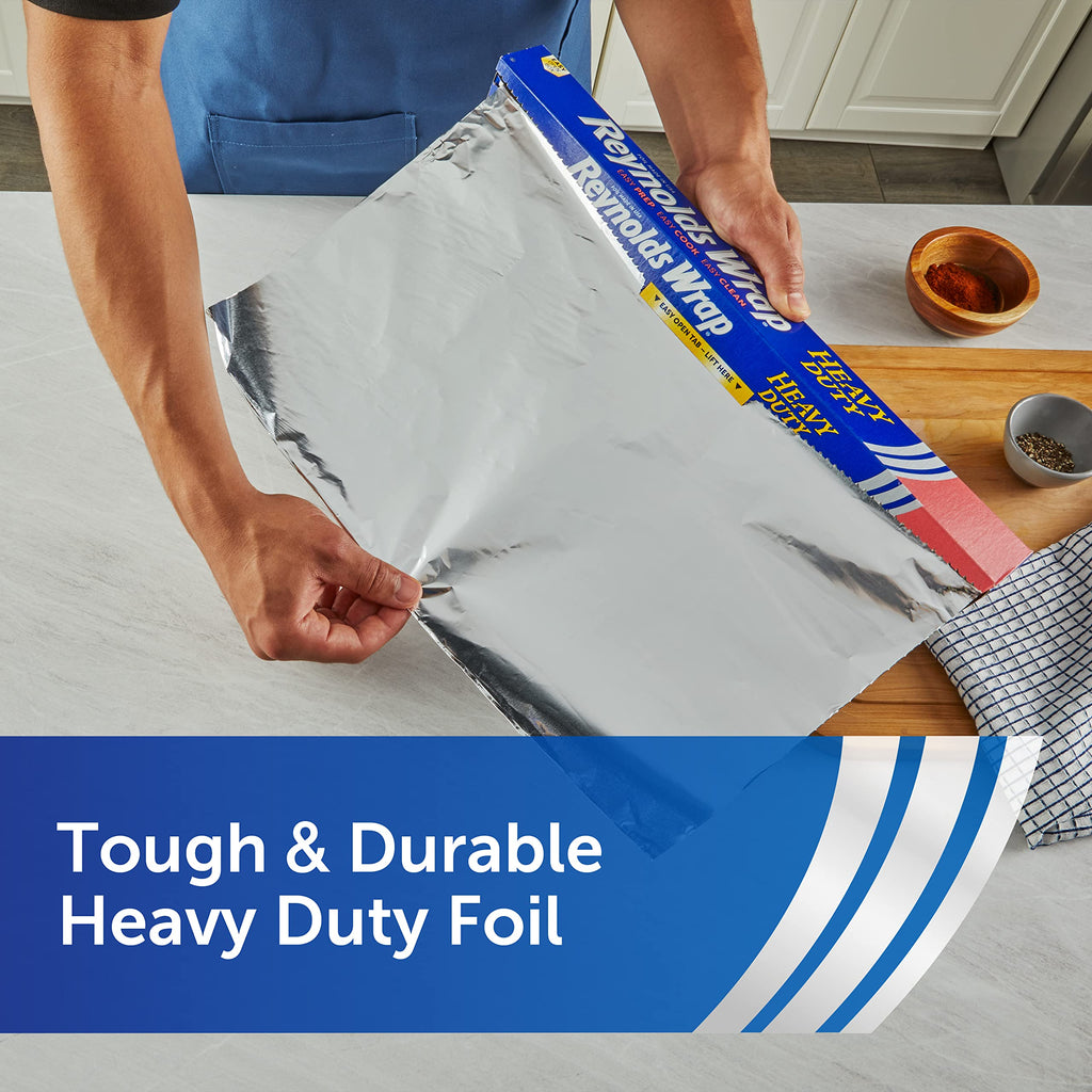 Reynolds Wrap Heavy Duty Aluminum Foil, Heavy Duty Foil Aluminum Roll, Thick Foil for Added Strength, With Easy Open and Close Secure Tab, Extra Wide, 37.5 Sq. Ft.