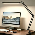 SKYLEO Desk Lamp for Home Office, Eye Comfortable LED Desk Light for Long Hours, Adjustable Swing Arm with Memory Function, Black