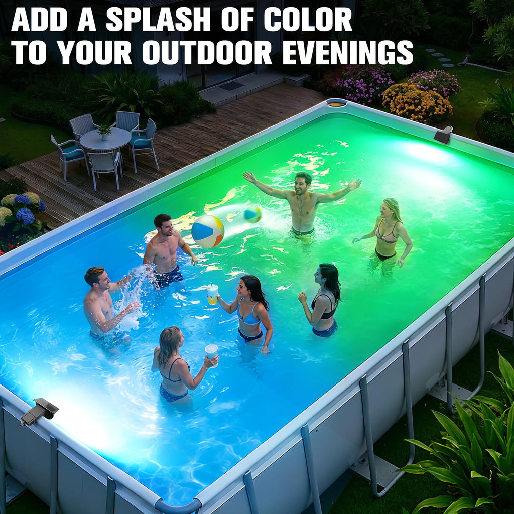 Solar Pool Lights,2026 Upgraded Solar Powered Above Ground Pool Lights,Frame Pool light Waterproof,Outdoor Swimming Pool Solar Light,Color Changing Pool Lighting for Above Ground Pool Accessories-2PCS