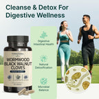 VINATURA Wormwood Black Walnut Clove Capsules - Cleanse, Detox, Intestinal Guard Formula Supplement for Humans, with Wormwood herb, Black Walnut Extract Combination, 60 Capsules
