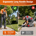 HORM 47.24'' Crack Weeder, Stainless Steel Manual Crevice Weeding Tool, Long Handle Weed Grabber Remover, L-Shaped Manual Weeder Puller, Durable Crevice Weeding Tool for Sidewalk Garden Lawn