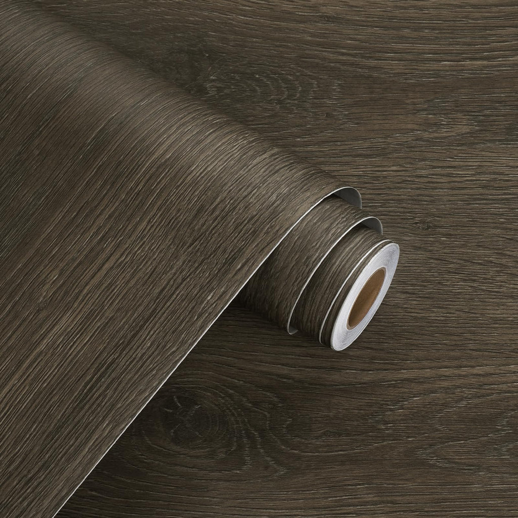 WESTICK Brown Wood Contact Paper for Countertops Waterproof Vinyl Wood Grain Wallpaper Peel and Stick Countertop Oil-Proof Wooden Contact Paper for Dining Tables Kitchen Cabinets Desk 15.8"x196"