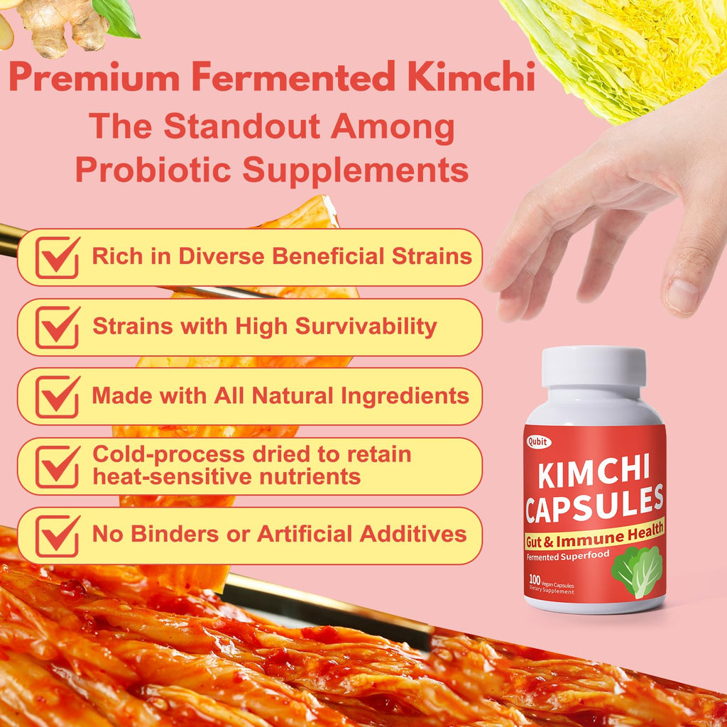 Jkrova Kimchi Capsules, Kimchi Supplement, Probiotics & Enzymes Supports Gut & Digestive Health, Taste Well, One Fermented Superfood for Antioxidant Support, 90 Vegan Capsules, Pills
