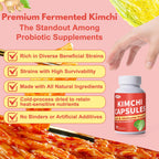 QUBIT Kimchi Capsules, Kimchi Supplement, Probiotics & Enzymes Supports Gut & Digestive Health, Taste Well, One Fermented Superfood for Antioxidant Support, 90 Vegan Capsules, Pills