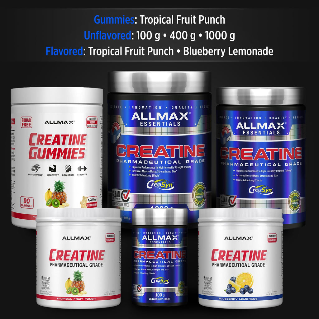ALLMAX Nutrition Creatine Monohydrate Powder, Unflavored – Pure Micronized Creatine Supplement for Men & Women – Supports Strength, Performance & Training Intensity – Vegan, Gluten Free (1000g)