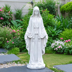VChymm Solar Virgin Mary Praying Statue 27.9 Inch- Outdoor Religious Garden Decor with LED Lights, Weather-Resistant Magnesium Oxide Sculpture for Yard, Patio, Entryway （White Solar Virgin Mary）