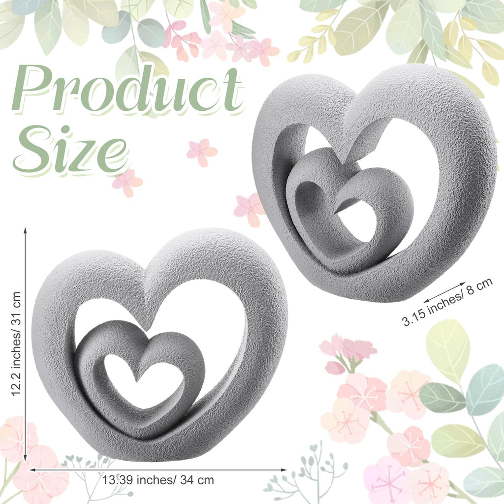 Suzile Nesting Heart Garden Sculpture Resin Outdoor Garden Statues 13.39 x 12.2 x 3.15 Inches Memorial Statues for Grave Cemetery Tombstone Patio Lawn Backyard Yard 4th of July Gift Decoration
