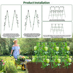 A-Frame Cucumber Trellis for Raised Bed - 47 x 47in, Heavy-Duty Detachable Garden Trellis with Netting & Clips, Support for Climbing Outdoor Cucumber, Tomatoes, Luffa, Bitter Melon, Vining Flowers