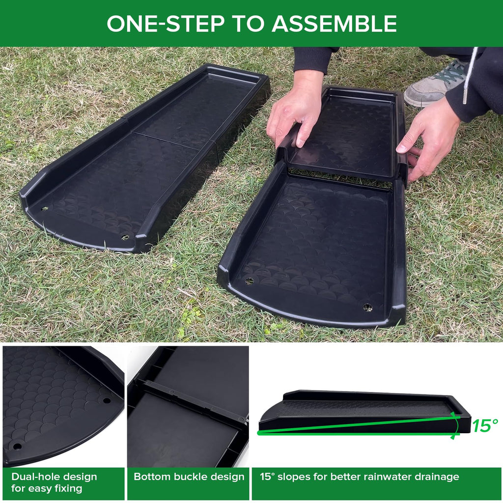 Ogutter Splash Blocks for Gutters Downspouts, 24" Downspout Extensions for Rain Water Drainage, Thickened Gutter Splash Guard with Fixing Piles(1 Pack, Black)