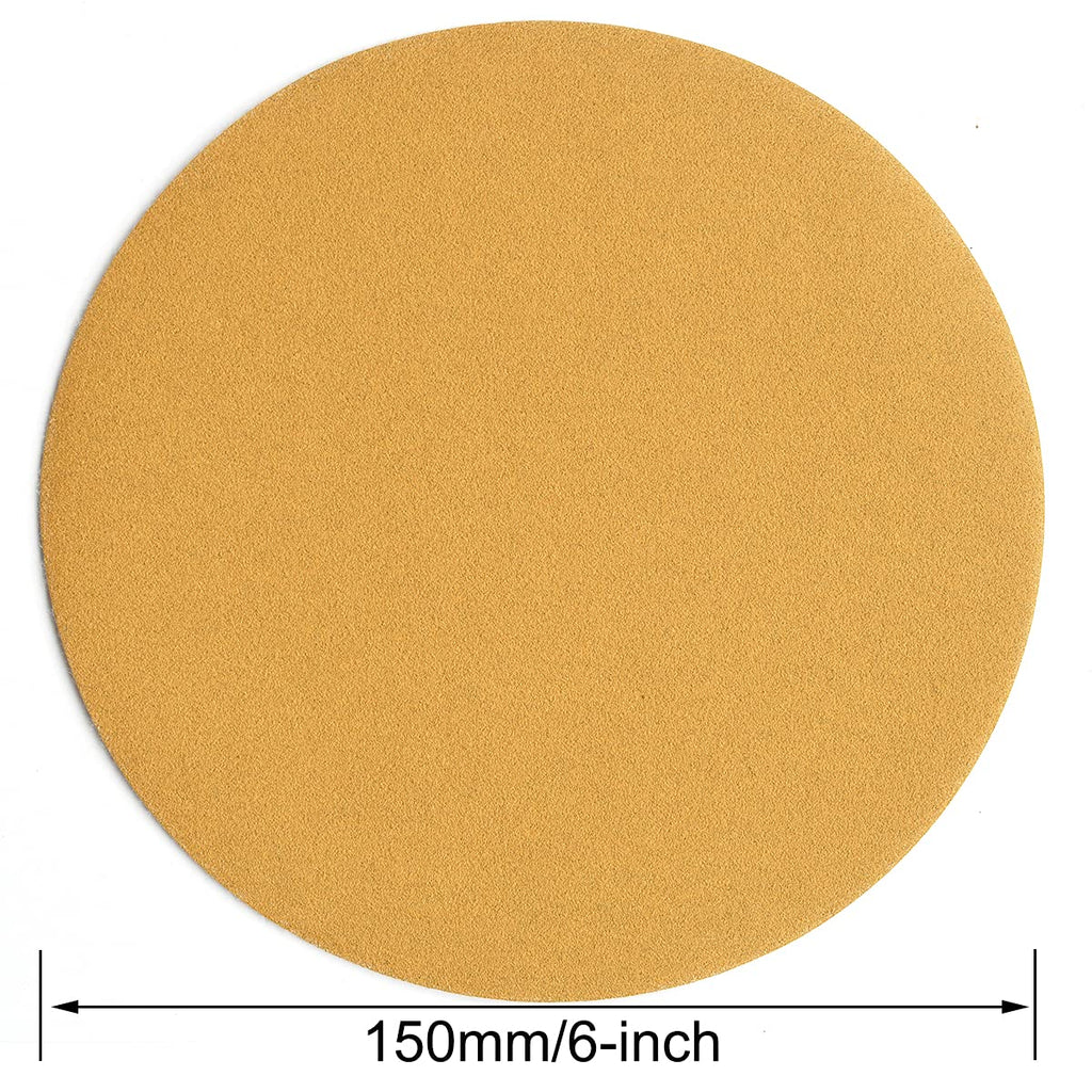 Aiyard 6-Inch No-Hole Hook and Loop Sanding Discs 220-Grit, Random Orbital Sandpaper for Automotive and Woodworking, 100-Pack