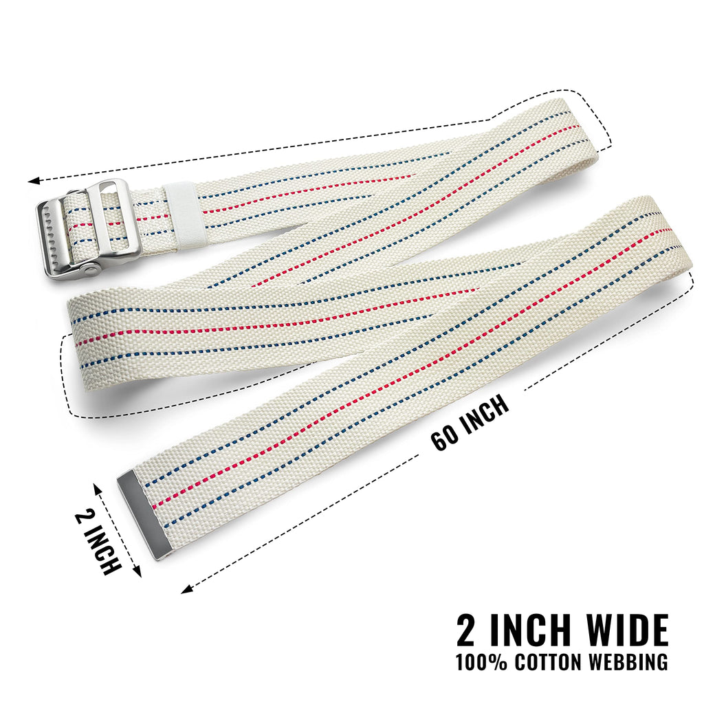 ASA TECHMED 10 Pack Cotton Soft Transfer Gait Belt with Metal Buckle and Belt Loop Holder for Walking, Belt Support Hold - Homecare, Caregiver, Nurse, Therapist 60 Inch, White