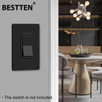 BESTTEN 20 Pack 1-Gang Black Screwless Wall Plate, Unbreakable Polycarbonate Outlet Cover, H4.69" x W2.91", for Light Switch, Dimmer, GFCI, USB Receptacle, Gloss
