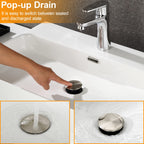 TIORIY Pop Up Bathroom Sink Drain - Bathroom Sink Stopper with Overflow for Faucet Vessel, Push Type Bathroom Sink Vanity Assembly with Strainer, Brushed Nickel