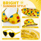 DaGailen Summer Porch Goose Outfits 23 Inch, Yellow Polka Dot Porch Goose Bikini with Swim Ring, Sun Hat Heart Sunglasses Porch Goose Accessories for Yard Garden Patio Decor