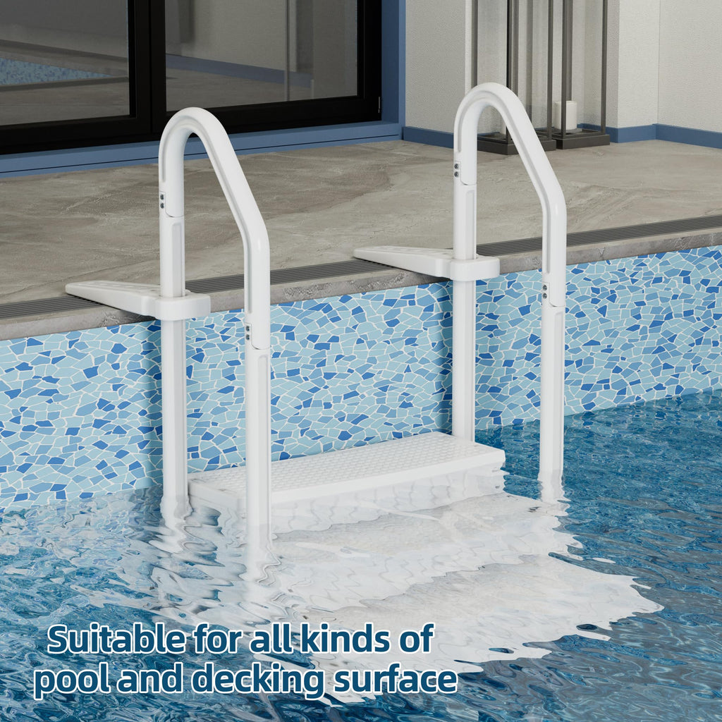 UPHYB Pool Ladder, 3-Step Pool Stairs with Double Handrails and Non-Slip Steps for 36-50” Above Ground and In-Ground Pools, White
