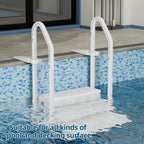 UPHYB Pool Ladder, 3-Step Pool Stairs with Double Handrails and Non-Slip Steps for 36-50” Above Ground and In-Ground Pools, White