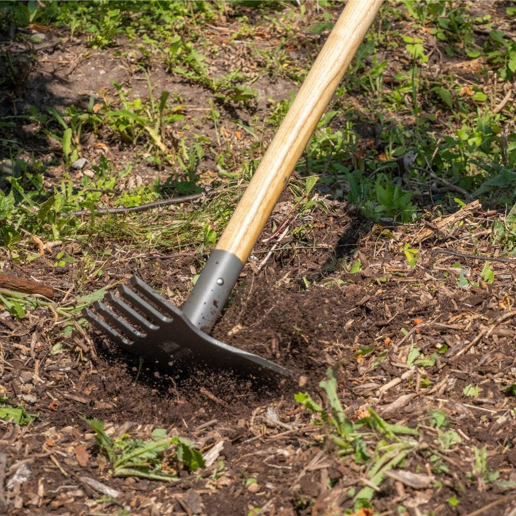 Gemplers Steel Rake Hoe with Wood Handle, 5 Wide Tines, Multi-Purpose Tool for Gardening, Planting, and Fire Prevention, Commercial Grade