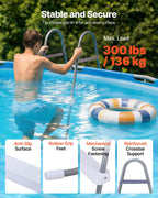 VEVOR Above Ground Pool Ladder, 4-Step Steel A-Frame Swimming Pool Stairs for 48 in High Wall, 300 lbs Capacity Entry/Exit Steps with Secure Non-Slip Sturdy Wide Step, Easy Setup, Gray & White