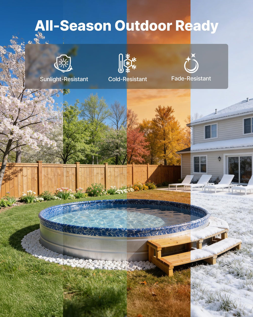 VEVOR 8ft Stock Tank Round Pool Liner, Overlap Above Ground Swimming Pool Liners for 27.5 in Wall Height, Extra Thick Heavy Gauge Vinyl, with Leak-Proof Patches, Designed for Steel Sided Above-Ground