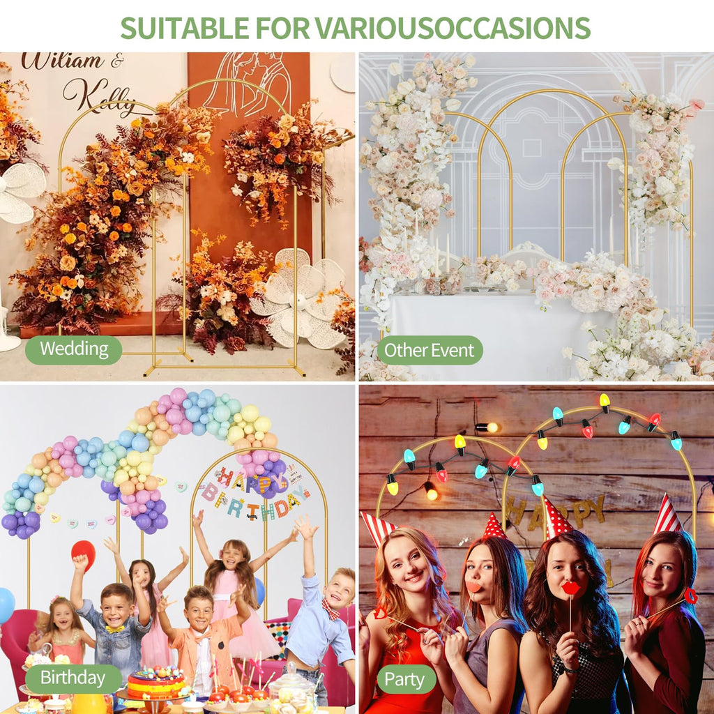 2 Pack Metal Arch Backdrop Stand 7.2FT, 6FT Wedding Balloon Floral Frame