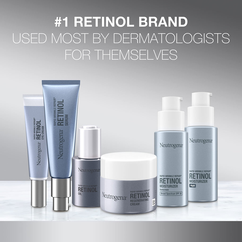 Neutrogena Rapid Wrinkle Repair Retinol Face Moisturizer Night Cream, Anti-Aging Face Cream with Retinol & Hyaluronic Acid, 1 fl. oz + Trial Size Hydro Boost Facial Cleanser, 0.5 fl. oz