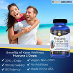 Mucuna Pruriens 20% L-Dopa – Standardized Velvet Bean Extract for Natural Dopamine, Focus & Mood Support – Pure 8:1 Concentrated Herbal Supplement – Vegan, Non-GMO, 90 Capsules