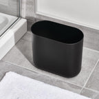 iDesign Small Slim Plastic Bathroom Trash Can, Garbage Can for Bedroom, Office, Desk, Dorm, Black